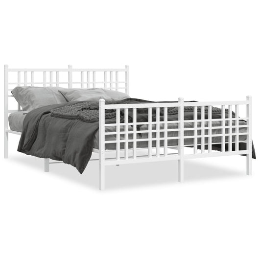 Estrutura de cama com cabeceira e pés 140x200 cm metal branco