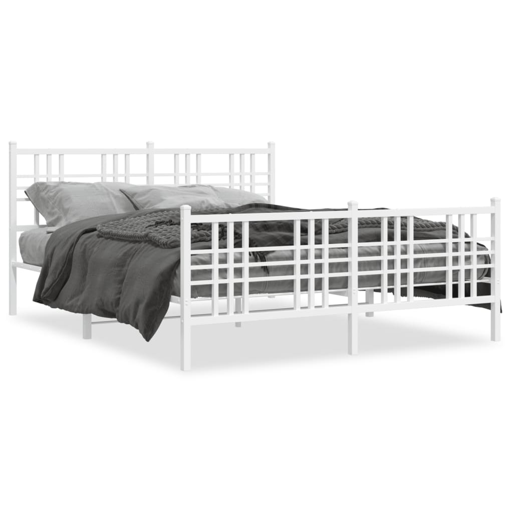 Estrutura de cama com cabeceira e pés 150x200 cm metal branco