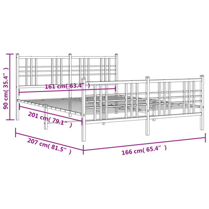 Estrutura de cama com cabeceira e pés 160x200 cm metal branco