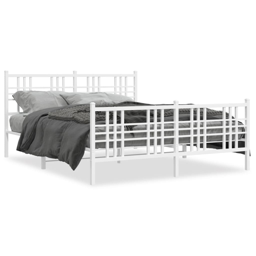 Estrutura de cama com cabeceira e pés 160x200 cm metal branco