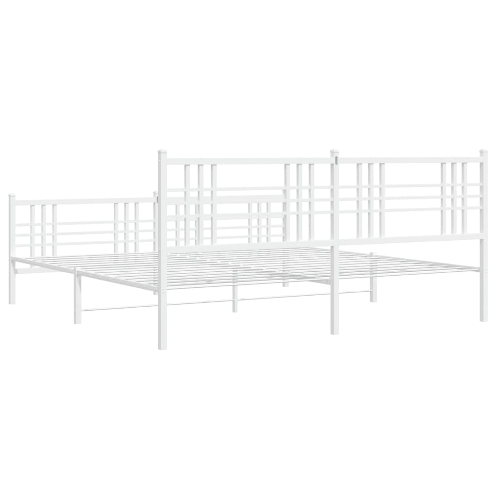 Estrutura de cama com cabeceira e pés 180x200 cm metal branco