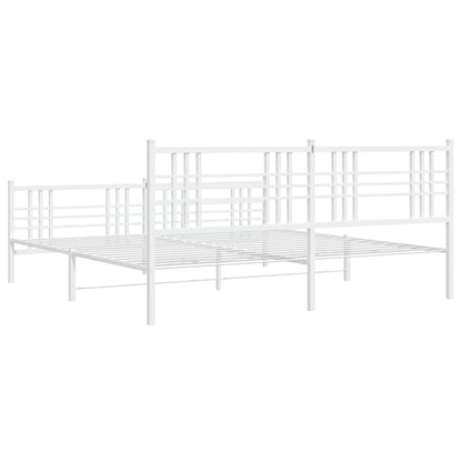 Estrutura de cama com cabeceira e pés 180x200 cm metal branco