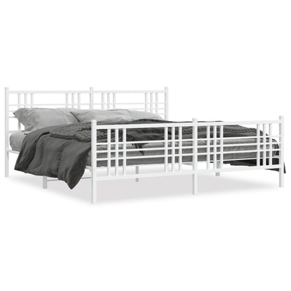 Estrutura de cama com cabeceira e pés 180x200 cm metal branco