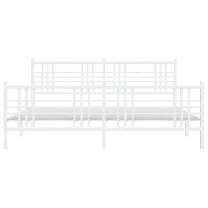 Estrutura de cama com cabeceira e pés 183x213 cm metal branco