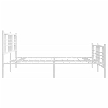 Estrutura de cama com cabeceira e pés 183x213 cm metal branco