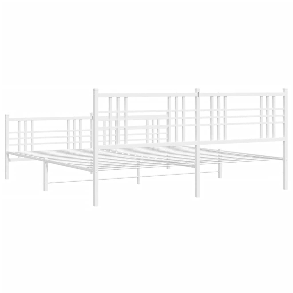 Estrutura de cama com cabeceira e pés 183x213 cm metal branco