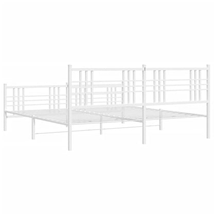 Estrutura de cama com cabeceira e pés 183x213 cm metal branco