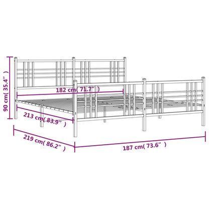 Estrutura de cama com cabeceira e pés 183x213 cm metal branco