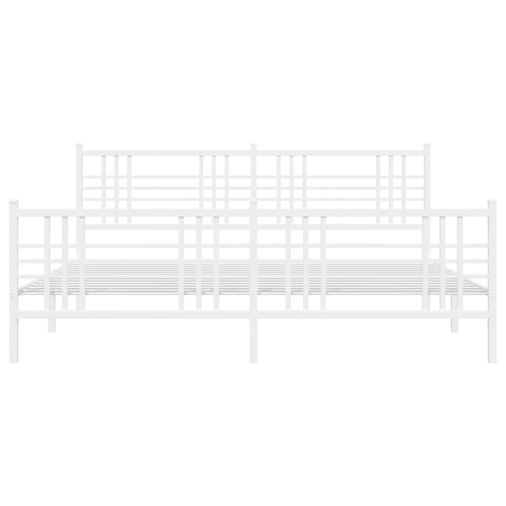 Estrutura de cama com cabeceira e pés 193x203 cm metal branco