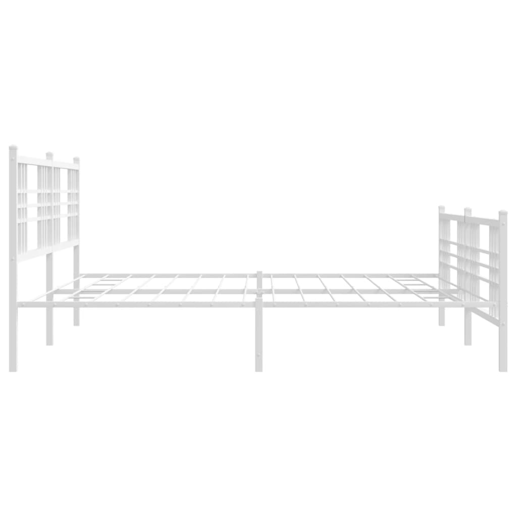 Estrutura de cama com cabeceira e pés 193x203 cm metal branco