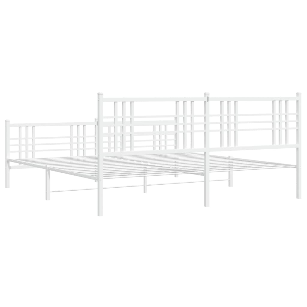 Estrutura de cama com cabeceira e pés 193x203 cm metal branco