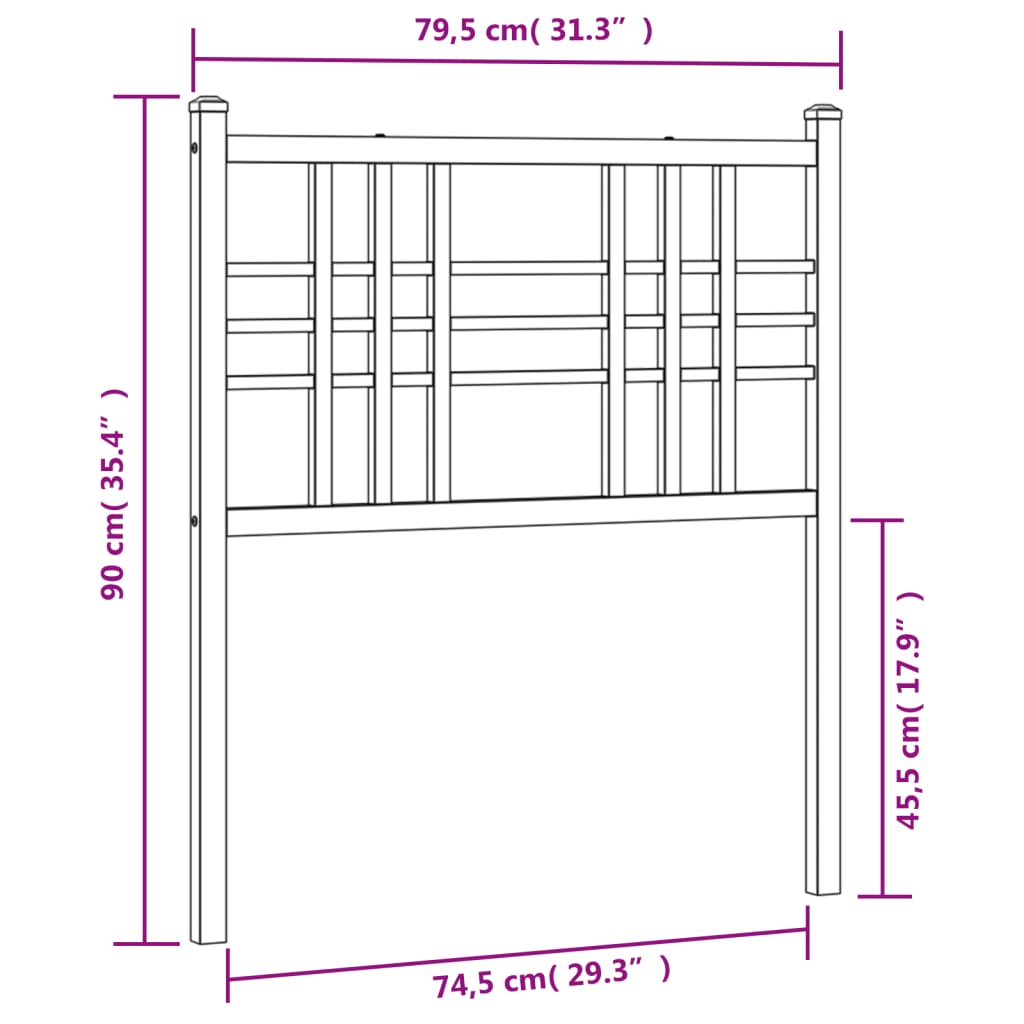 Cabeceira de cama 75 cm metal branco