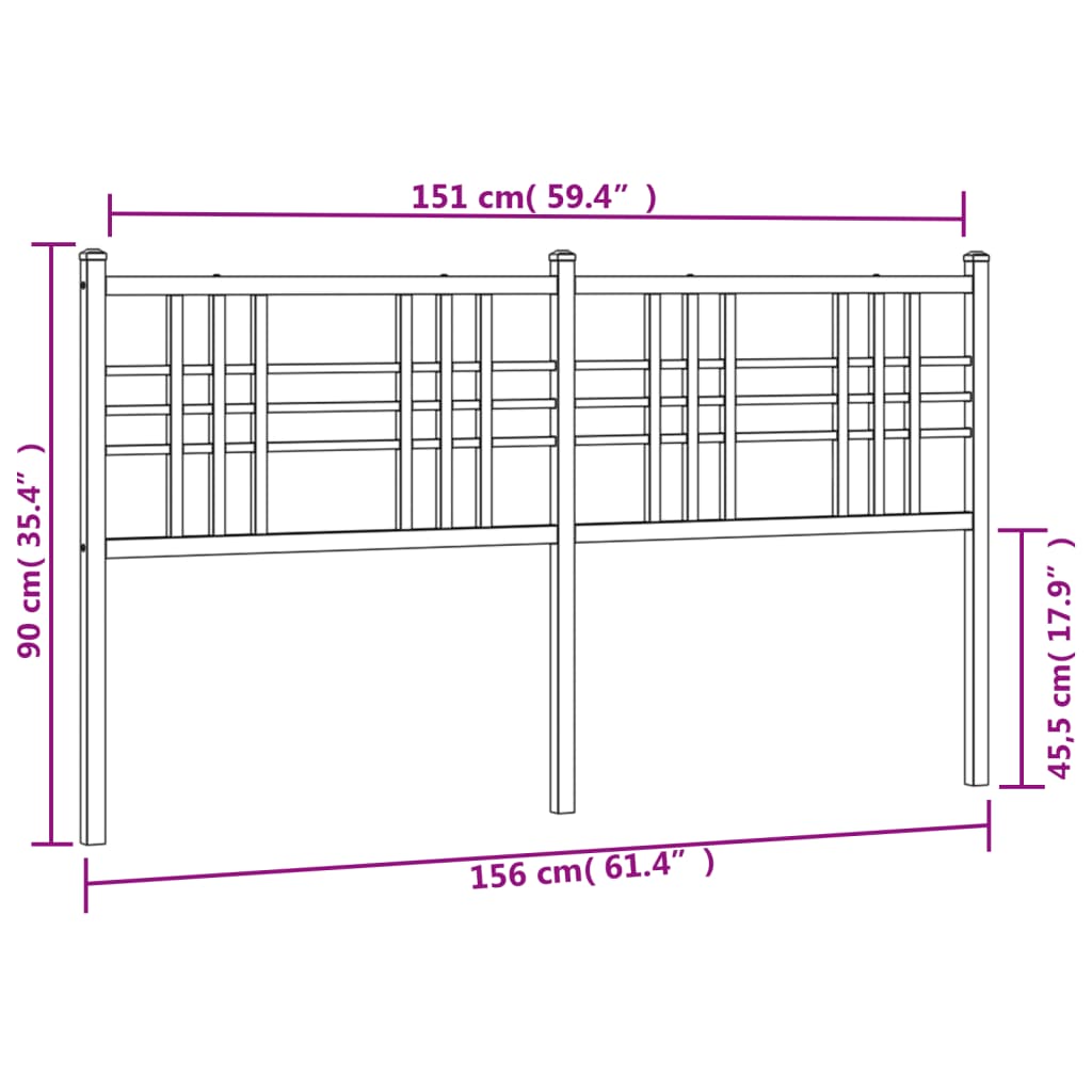 Cabeceira de cama 150 cm metal branco