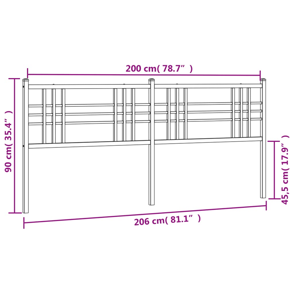 Cabeceira de cama 200 cm metal branco