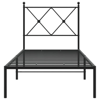 Estrutura de cama com cabeceira 75x190 cm metal preto