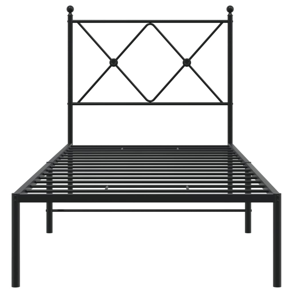 Estrutura de cama com cabeceira 80x200 cm metal preto