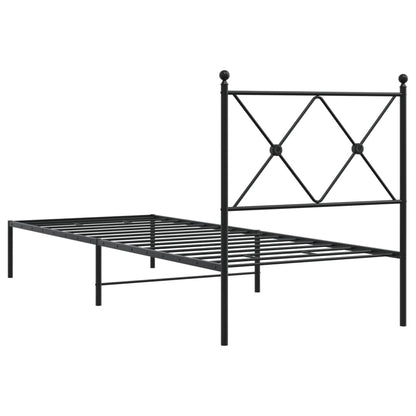 Estrutura de cama com cabeceira 80x200 cm metal preto