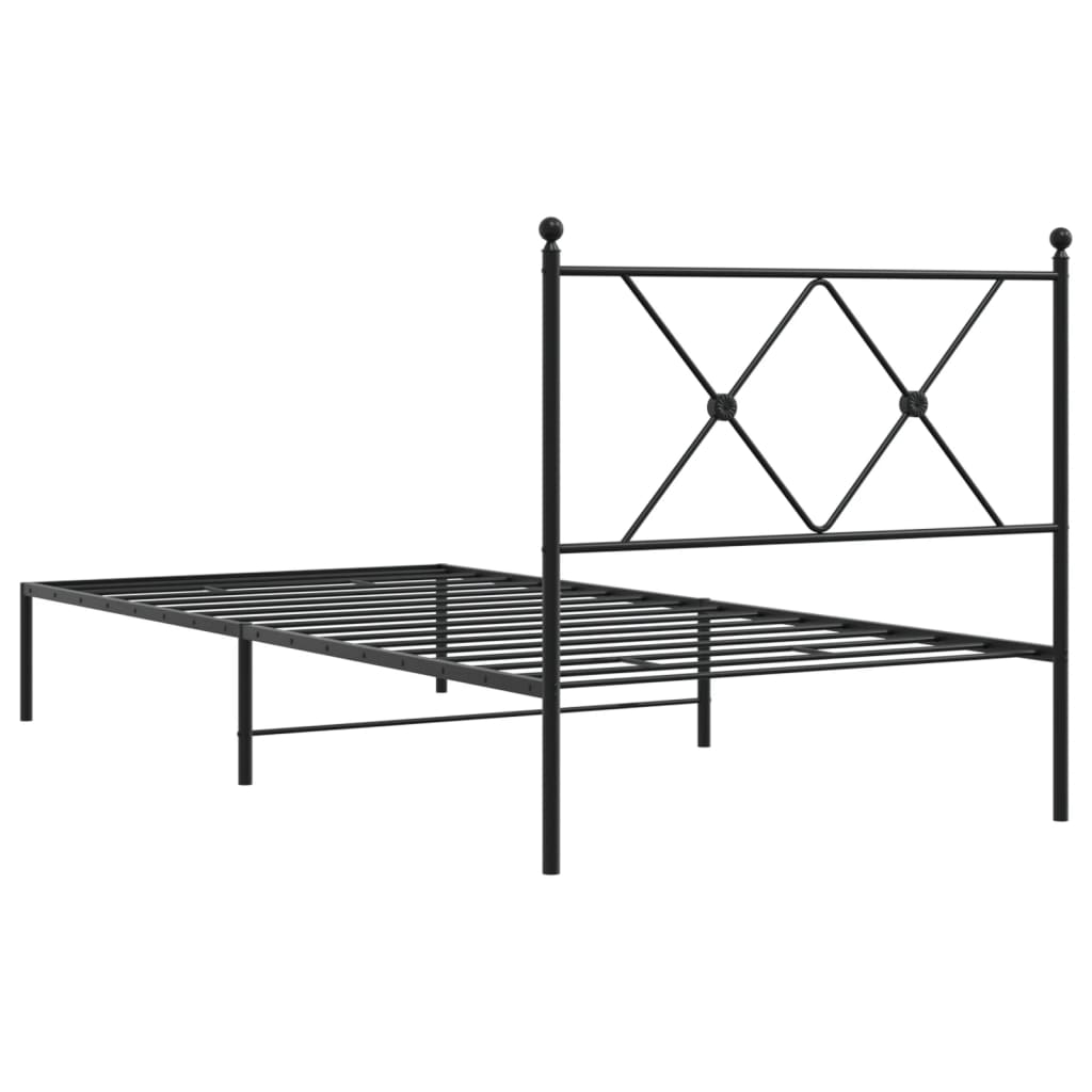 Estrutura de cama com cabeceira 90x190 cm metal preto