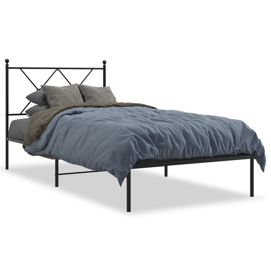 Estrutura de cama com cabeceira 90x190 cm metal preto