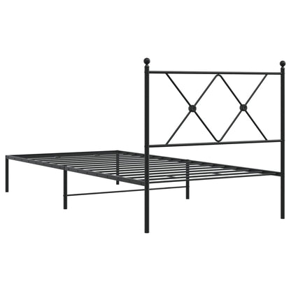 Estrutura de cama com cabeceira 90x200 cm metal preto