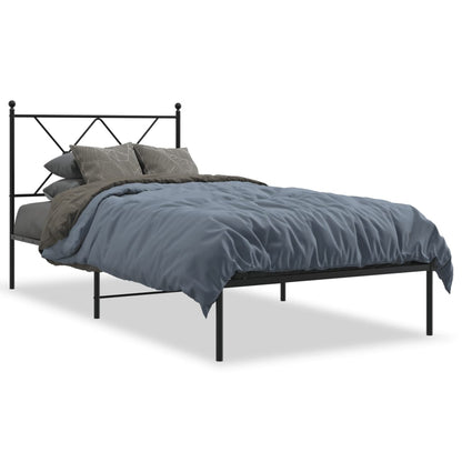 Estrutura de cama com cabeceira 90x200 cm metal preto