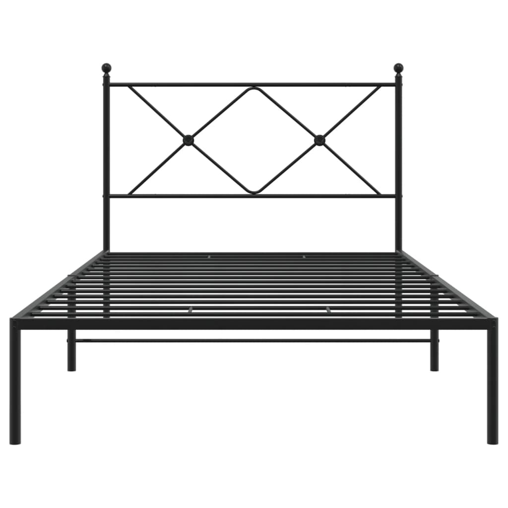 Estrutura de cama com cabeceira 100x190 cm metal preto