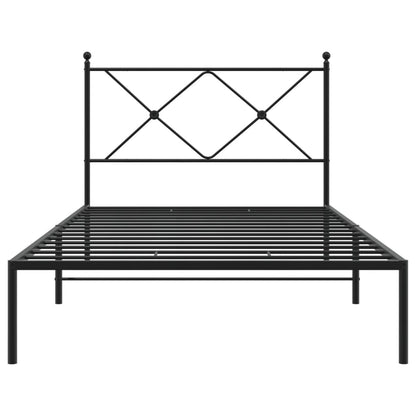 Estrutura de cama com cabeceira 100x190 cm metal preto