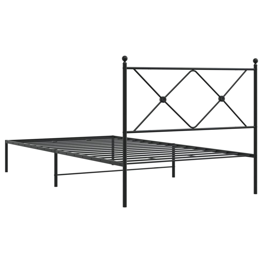 Estrutura de cama com cabeceira 100x190 cm metal preto