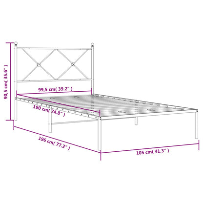 Estrutura de cama com cabeceira 100x190 cm metal preto