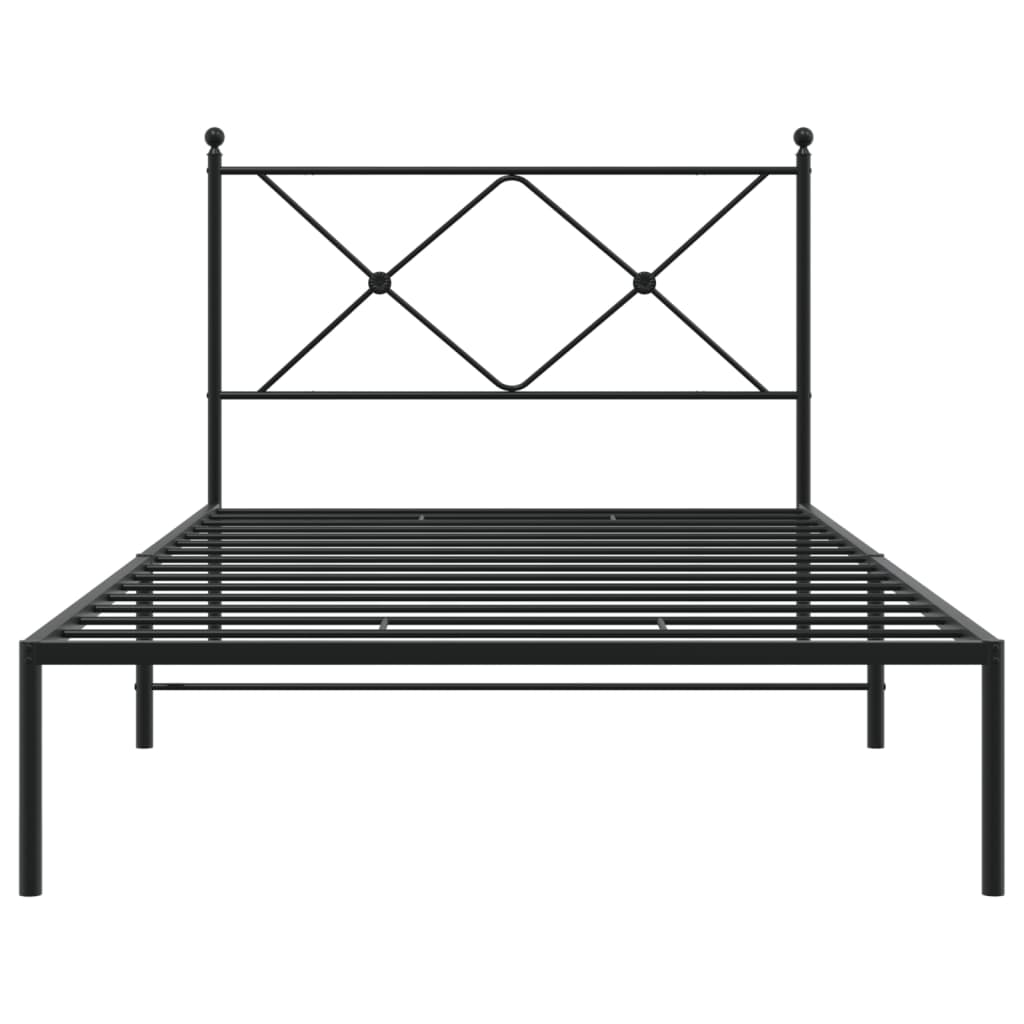 Estrutura de cama com cabeceira 100x200 cm metal preto