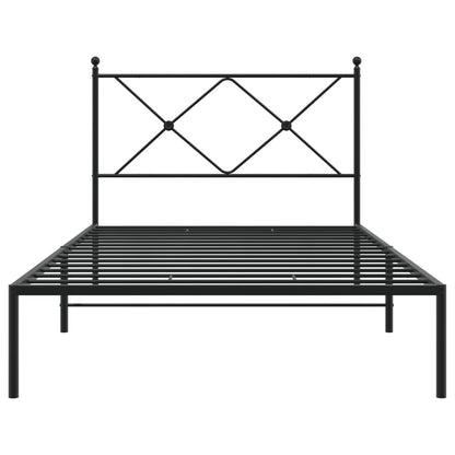 Estrutura de cama com cabeceira 100x200 cm metal preto