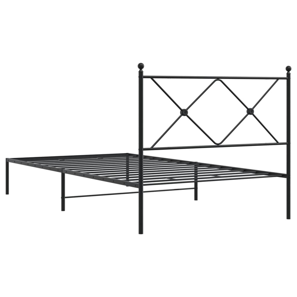 Estrutura de cama com cabeceira 100x200 cm metal preto