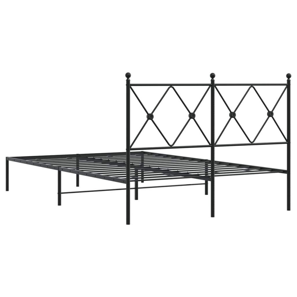 Estrutura de cama com cabeceira 120x190 cm metal preto