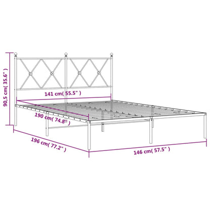 Estrutura de cama com cabeceira 140x190 cm metal preto