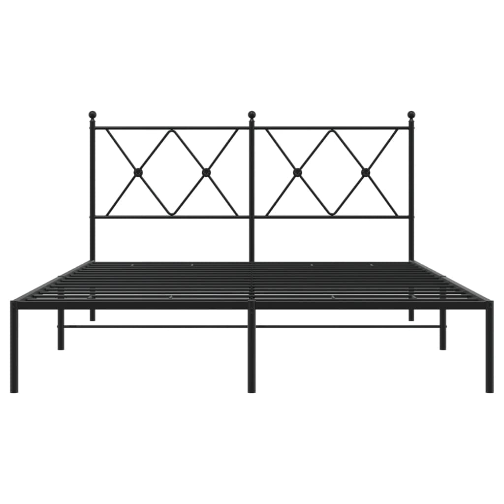 Estrutura de cama com cabeceira 140x200 cm metal preto