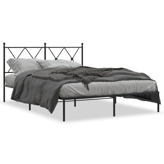 Estrutura de cama com cabeceira 140x200 cm metal preto