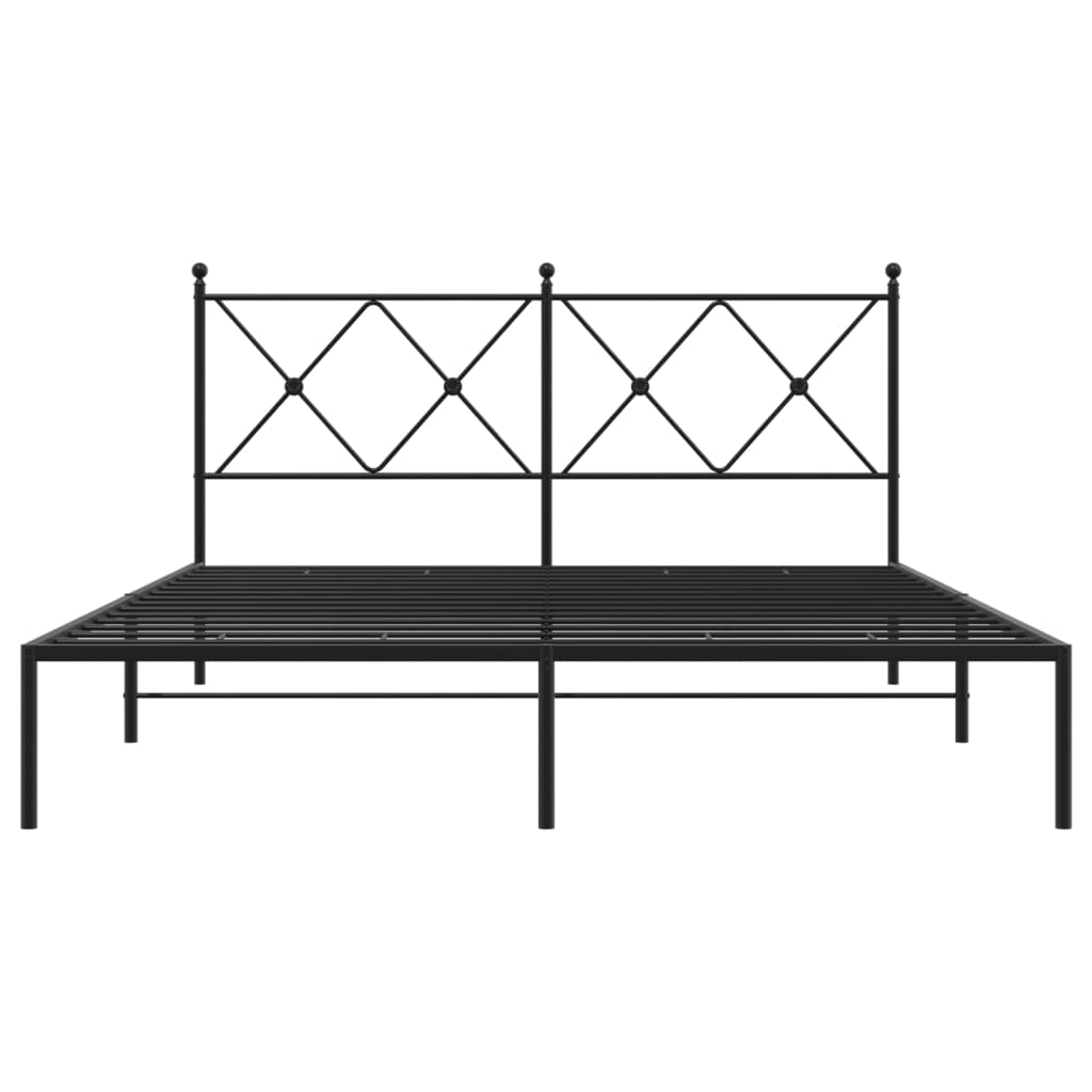 Estrutura de cama em metal com cabeceira 150x200 cm preto