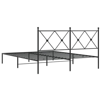 Estrutura de cama em metal com cabeceira 150x200 cm preto