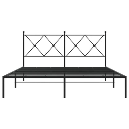 Estrutura de cama com cabeceira 160x200 cm metal preto