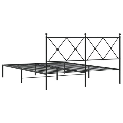 Estrutura de cama com cabeceira 160x200 cm metal preto