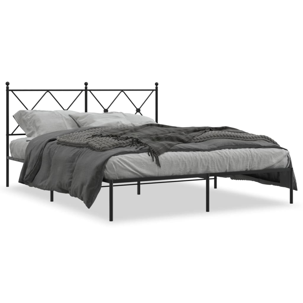 Estrutura de cama com cabeceira 160x200 cm metal preto