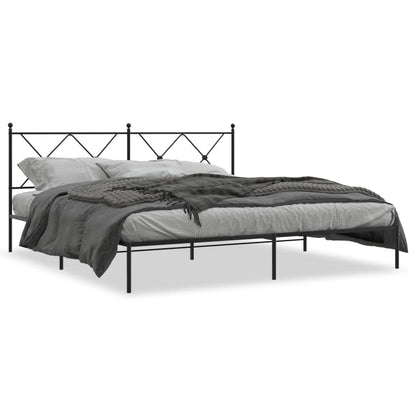 Estrutura de cama com cabeceira 183x213 cm metal preto