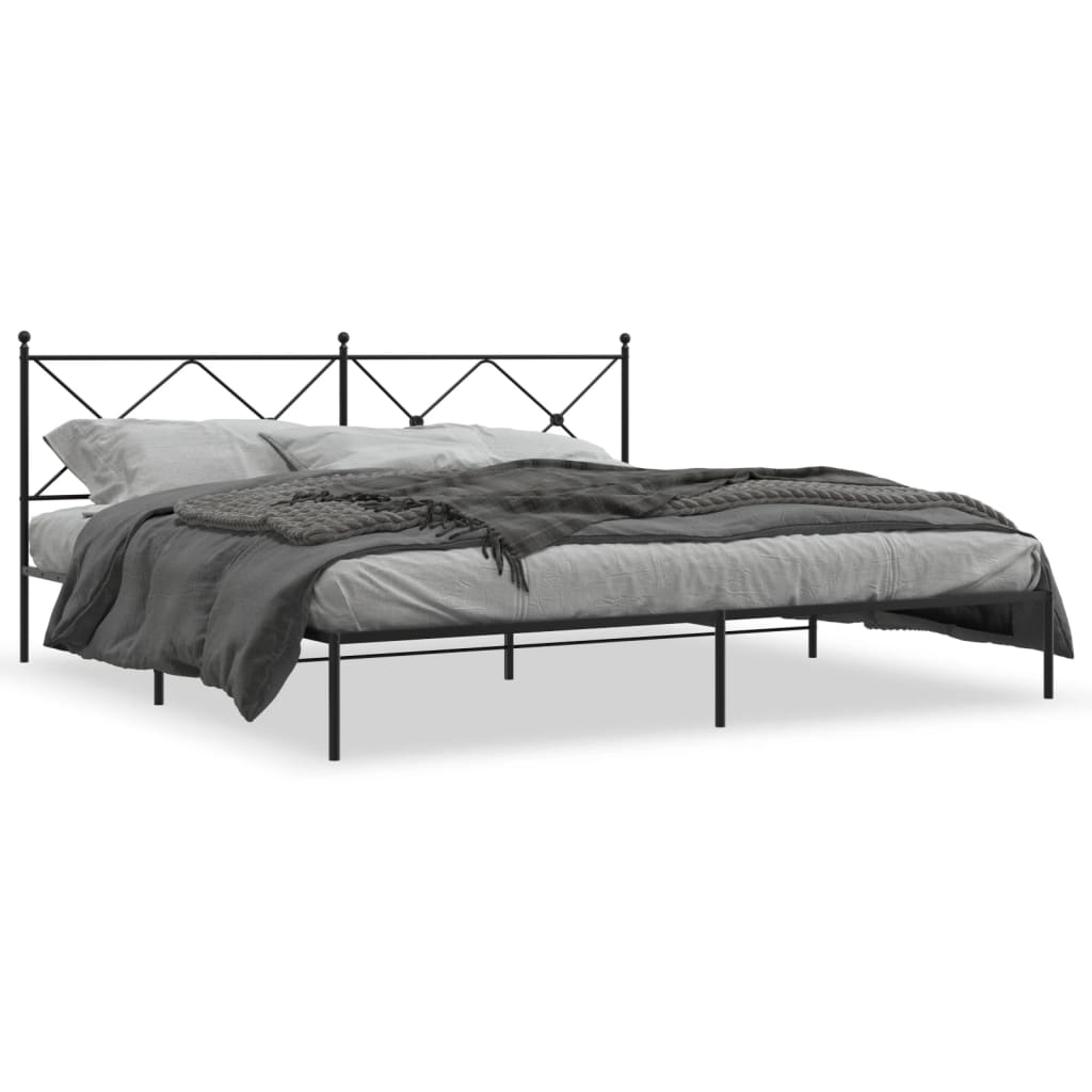 Estrutura de cama com cabeceira 193x203 cm metal preto