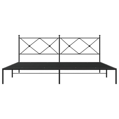 Estrutura de cama com cabeceira 200x200 cm metal preto