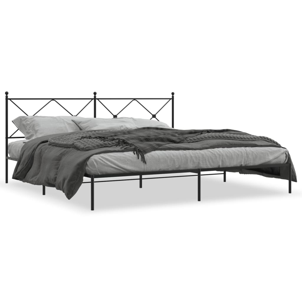 Estrutura de cama com cabeceira 200x200 cm metal preto