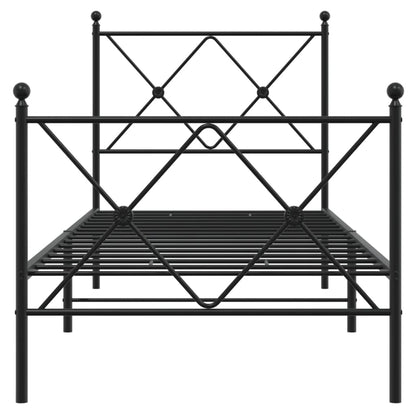 Estrutura de cama com cabeceira e pés 75x190 cm metal preto