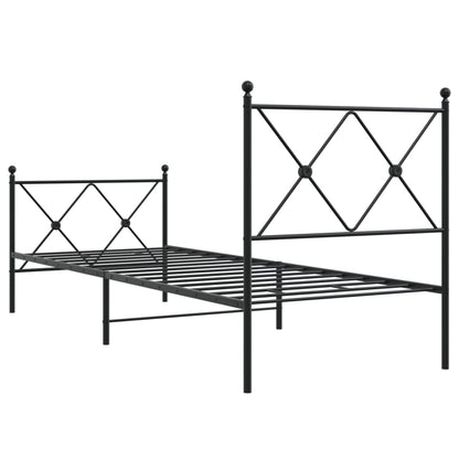 Estrutura de cama com cabeceira e pés 80x200 cm metal preto