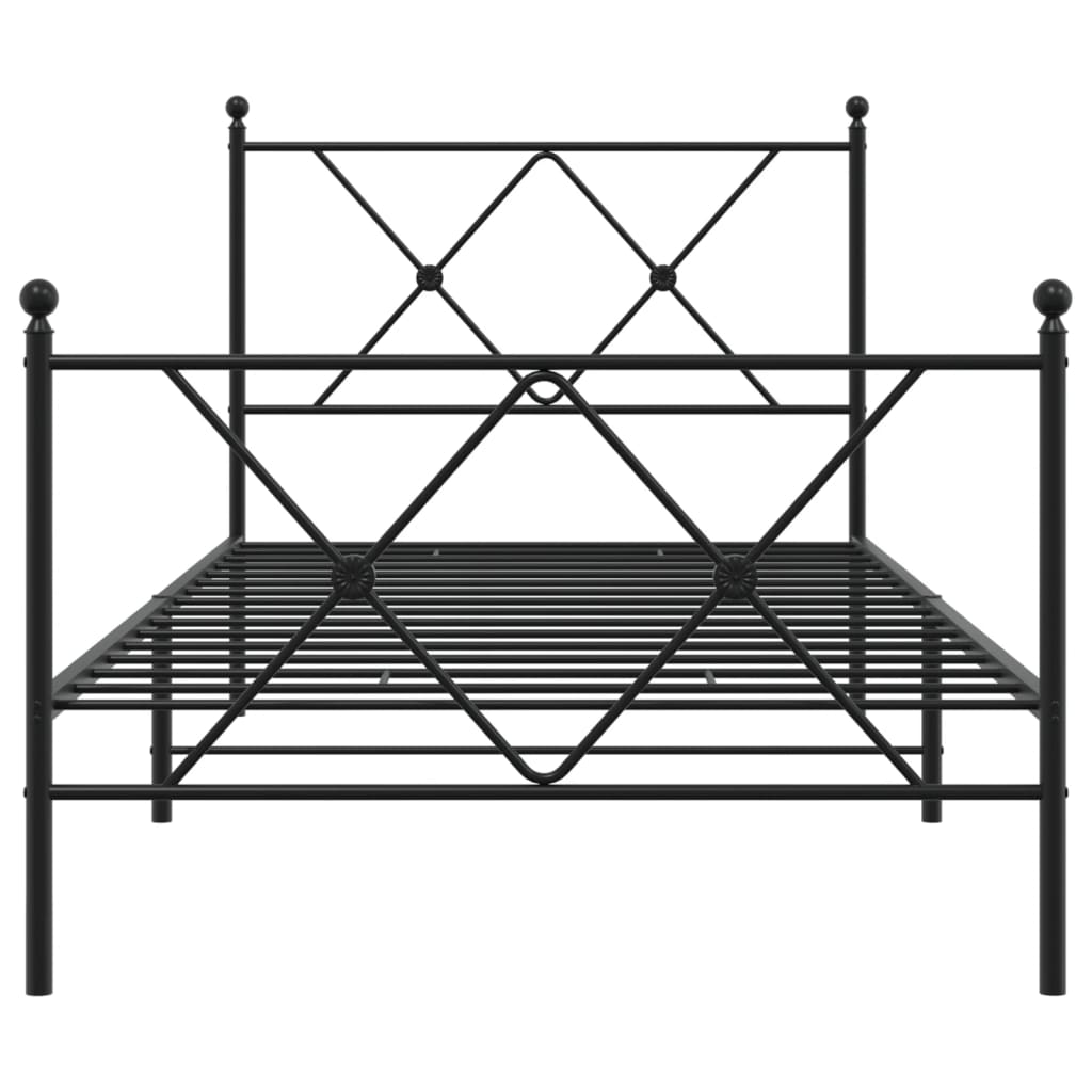 Estrutura de cama com cabeceira e pés 90x190 cm metal preto