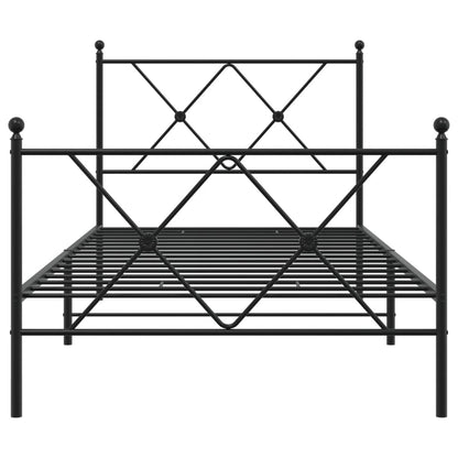 Estrutura de cama com cabeceira e pés 90x190 cm metal preto