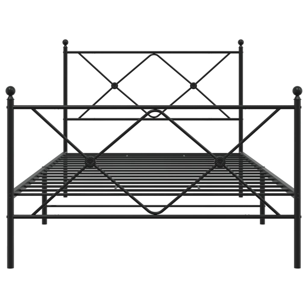 Estrutura de cama com cabeceira e pés 100x190 cm metal preto